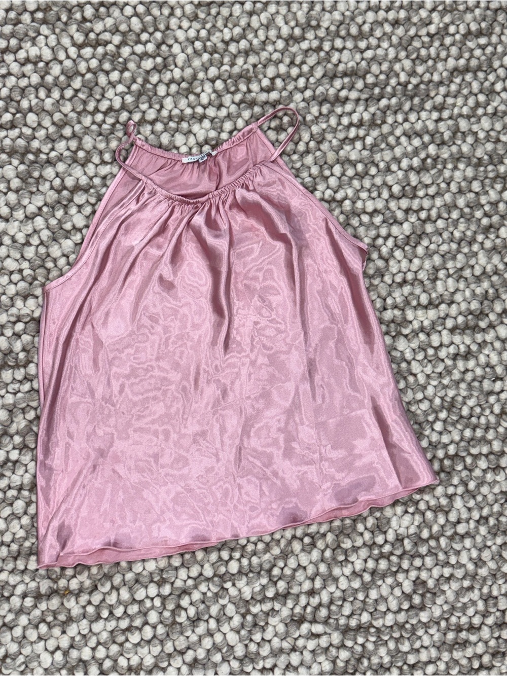 Womens Pink Halter Satin Tank Top